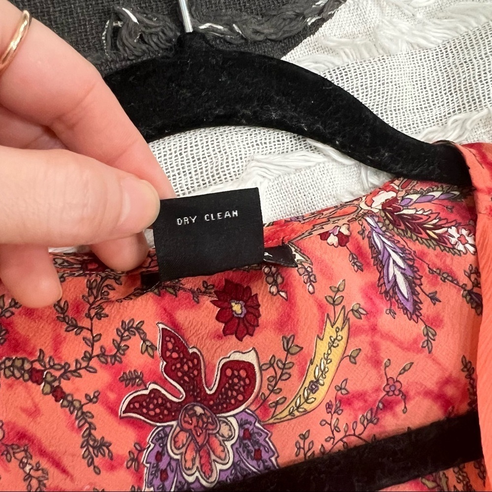 Y2K LinQ Los Angeles Women's Ruched Floral 100% Silk Set Sz L Boho Cottagecore - Picture 5 of 10